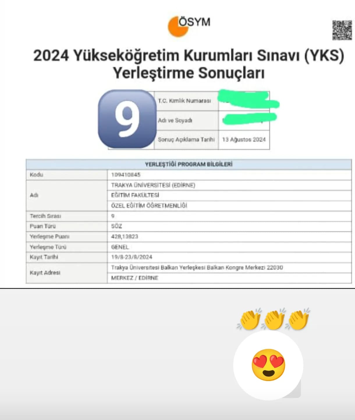 YKS Yerleşme Sonucu